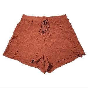 ♥️ CHARLOTTE RUSSE WOMEN'S COZY LACE UP FRONT KNIT SHORTS SIZE M - COPPER ♥️
